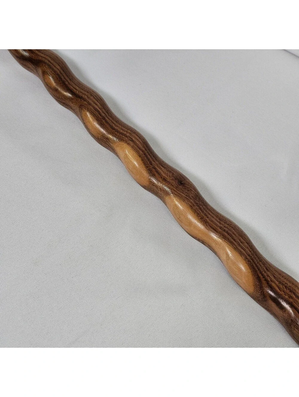 US Air Force Veteran Walnut Wood Walking Cane Spiral Carved Handcrafted Brown